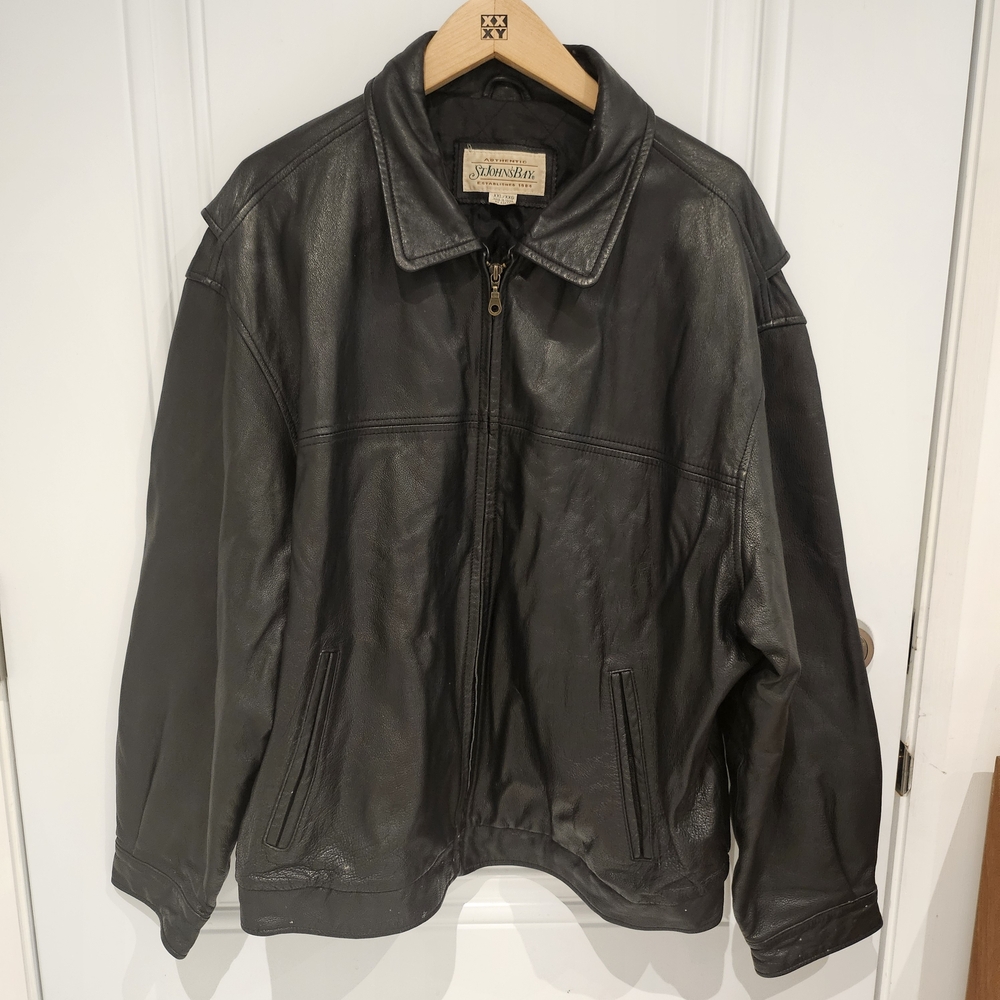 St John's Bay Men's Black Leather Jacket